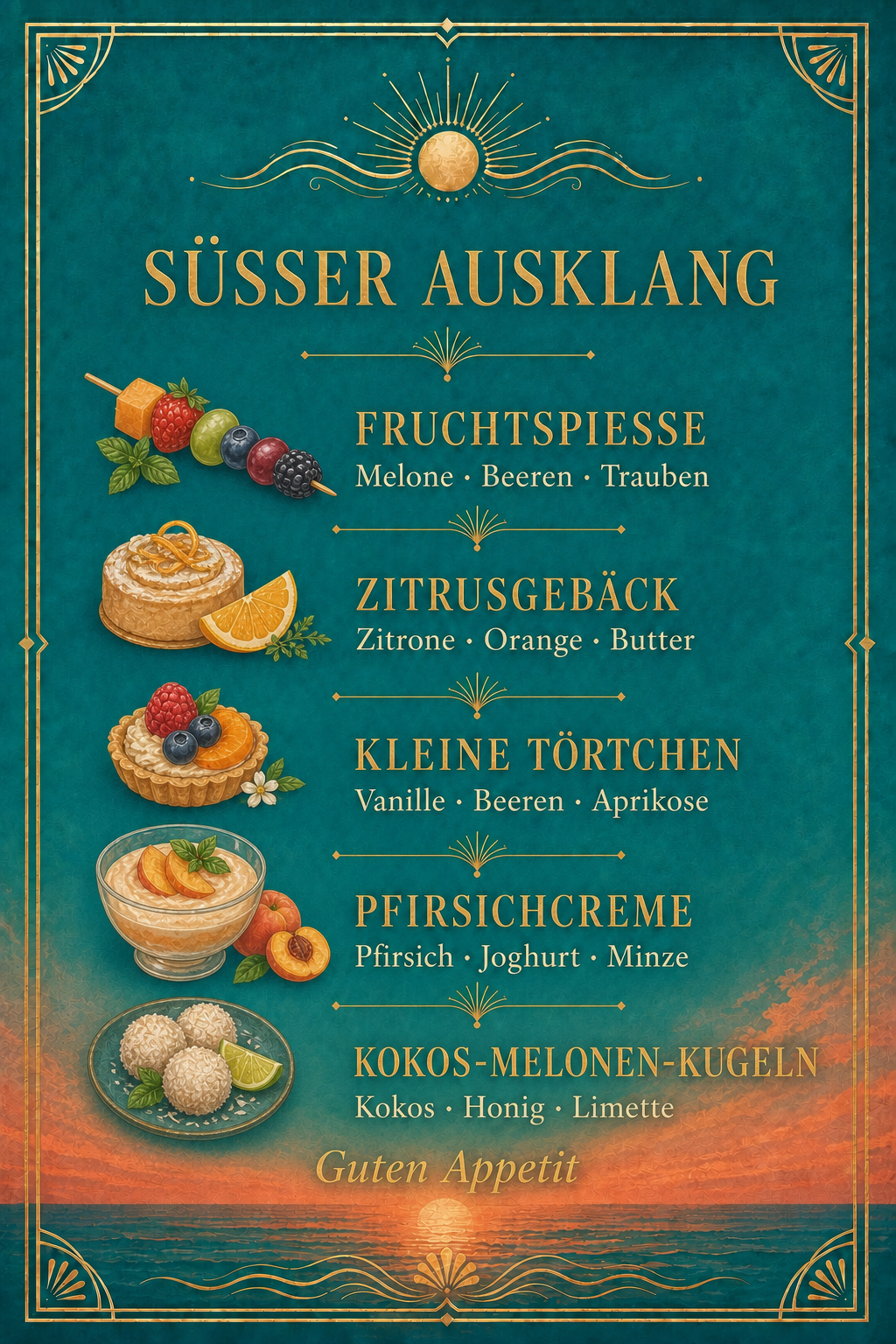 Karte der Süßspeisen